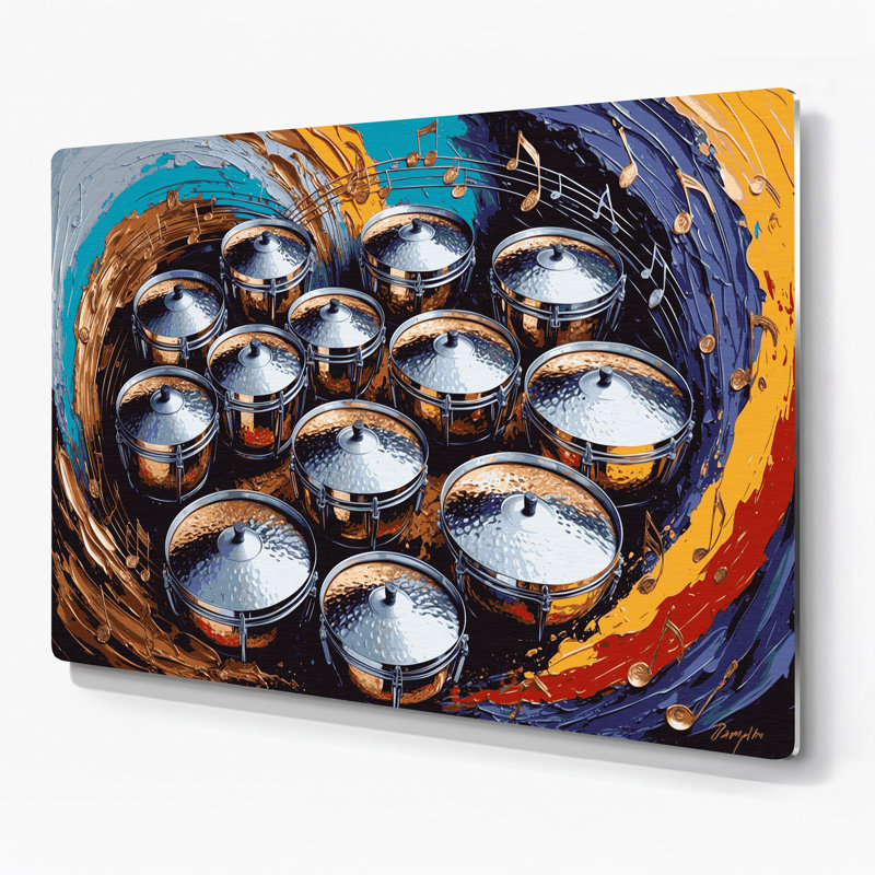 «Music Steel Drums», art mural en métal noir, H 20 po x l 30 po