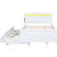 Lit blanc avec lit gigogne simple, tête de lit à DEL, rangement, 3 tiroirs en bois massif robuste et fabrication pour une bonne nuit de sommeil, tiroirs de rangement à plateforme complète, construction, aucun sommier requis-2046633432