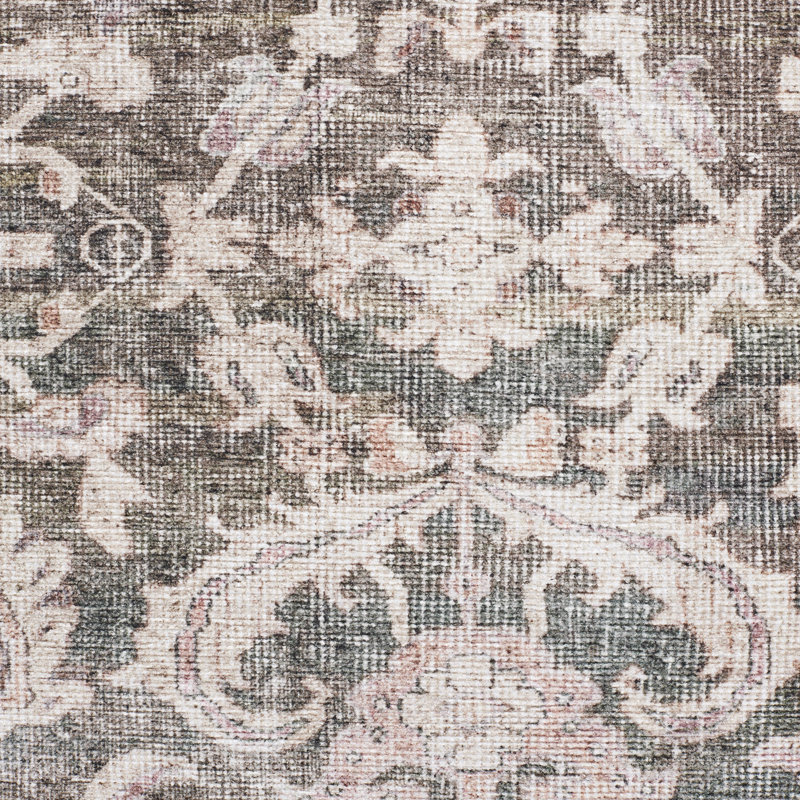 Tapis floral en polyester tissé à la machine / tissé à la machine, Rectangle 1 pi 10 po x 2 pi 10 po