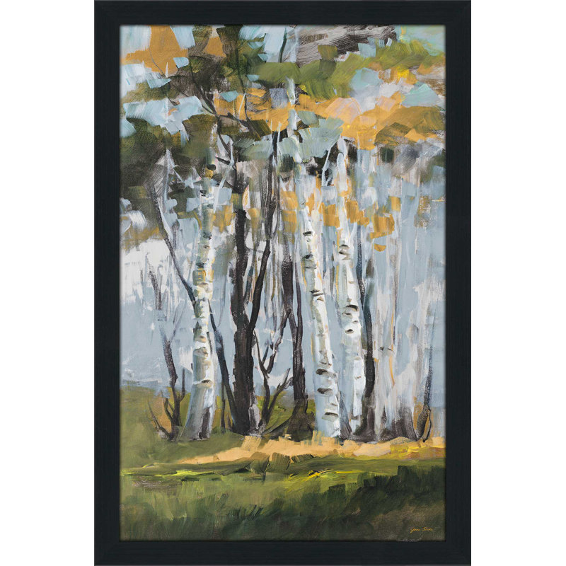 «Birch Trees», reproduction de peinture acrylique, H 39,5 po x l 27,5 po x P 0,75 po, Cadre espresso