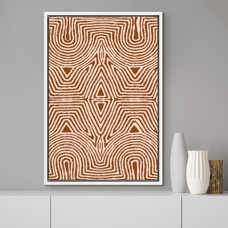 «Symmetric Triangle Tribal Print Geometric Shapes Modern Art Minimalist Dramatic Multicolor», reproduction d'art encadrée sur toile