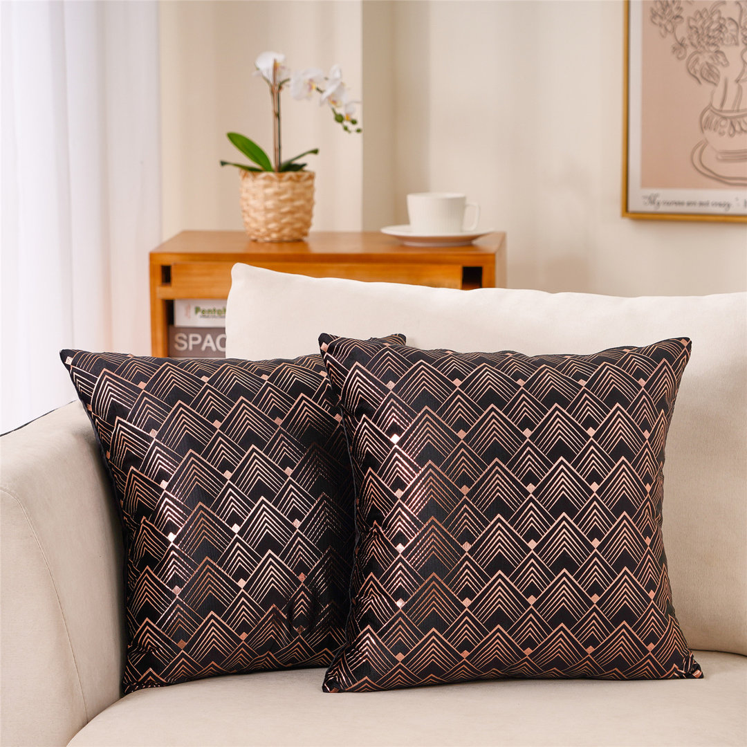 Velvet Throw Pillow Cover With Geometric Pattern Geometric Velvet Throw Pillow (Set of 2) WARISI 