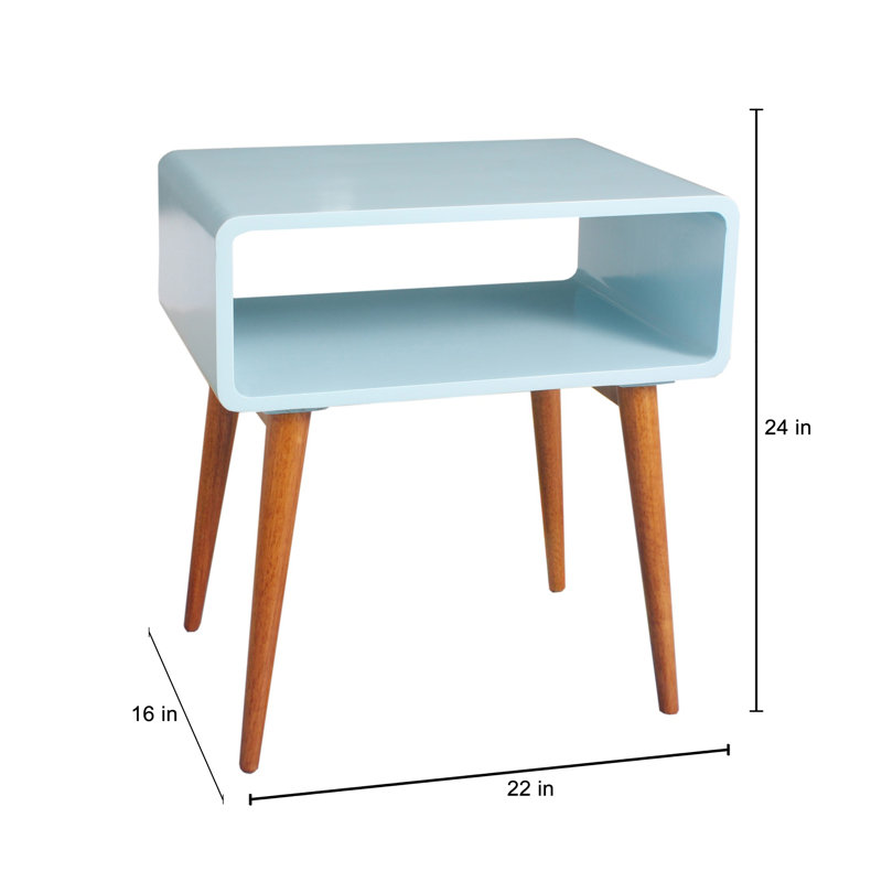 Solid Wood End Table, Aqua