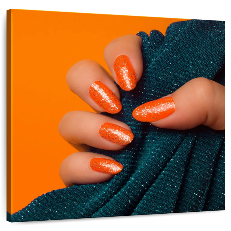 Shuttleworth Glittered Orange Nails, 10" H x 10" W