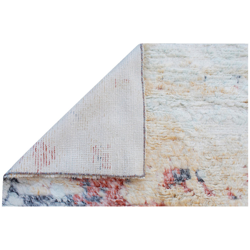 Tapis noué à la main de haute qualité en bleu / beige / rouge, Rectangle 12 pi x 15 pi