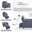 31 Lit convertible gris de 47 po avec support réglable et confortable pour fauteuil en velours d'appoint