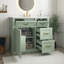 Meuble-lavabo vert 36 po avec lavabo en céramique, armoire avec 4 tiroirs, porte à fermeture en douceur et tablette réglable, meuble-lavabo moderne-698760023