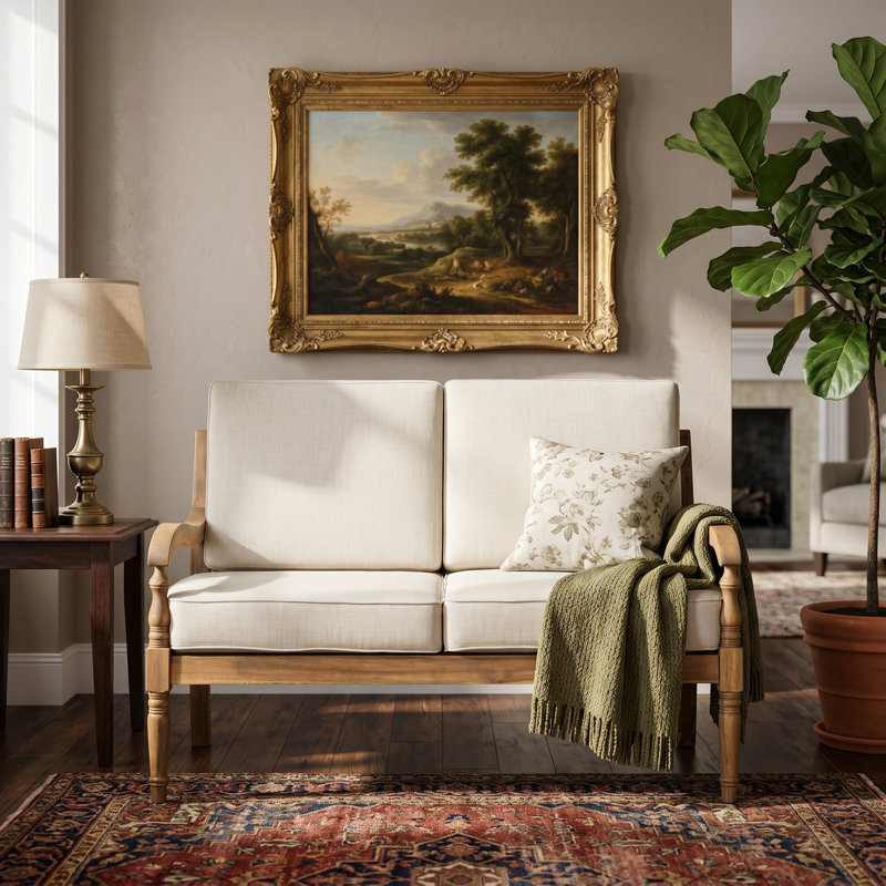 Causeuse en bois d'acacia avec coussins imperméables l 49,3 po x P 29,75 po x H 36,61 po Christopher Knight Home