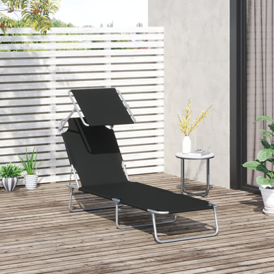 Adjustable Lounge Chair By - 4-Level Adjustment For Reading, Napping, Tanning Black Camping Sunbathing Foldable Design, Stable Construction
