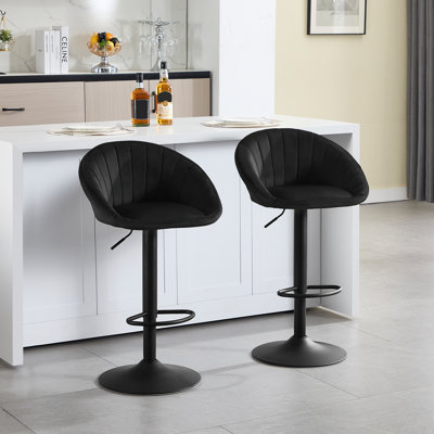 Swivel Upholstered Adjustable Height Counter Stool with Metal Frame