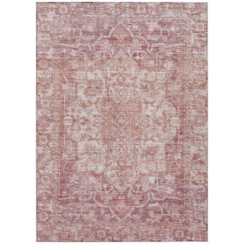 Machine Washable Indoor/Outdoor Xhevrie Paprika Rug, Rectangle 2'6" x 3'10"