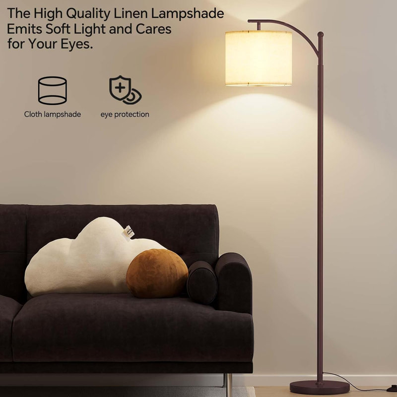 Modern Arc Floor Lamp With Adjustable Lampshade, 3 Color Temperature LED Bulb, Sturdy Metal Base, Ideal For Living Room, Bedroom, And Office Decor