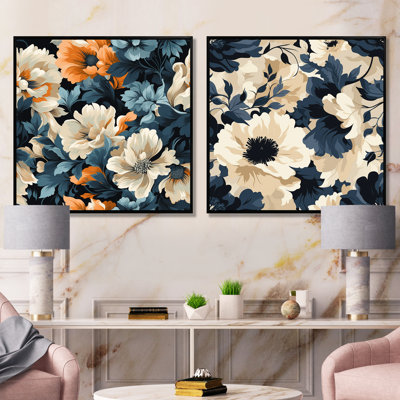 Melyna - Ensemble de 2 décorations murales florales
