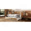 Lit de jour simple en rotin de style traditionnel avec 2 tiroirs pour un espace limité, chambre d'amis, aucun sommier nécessaire, blanc antique