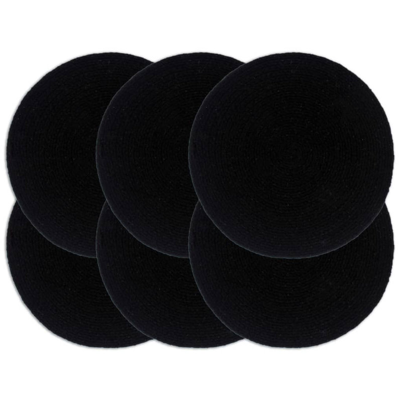 Billmyre Cotton Solid Colour Round Placemat, Black
