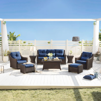 Keaisha 5 Person Outdoor Conversation Furniture Set Seating Group With Coffee Table And Cushions