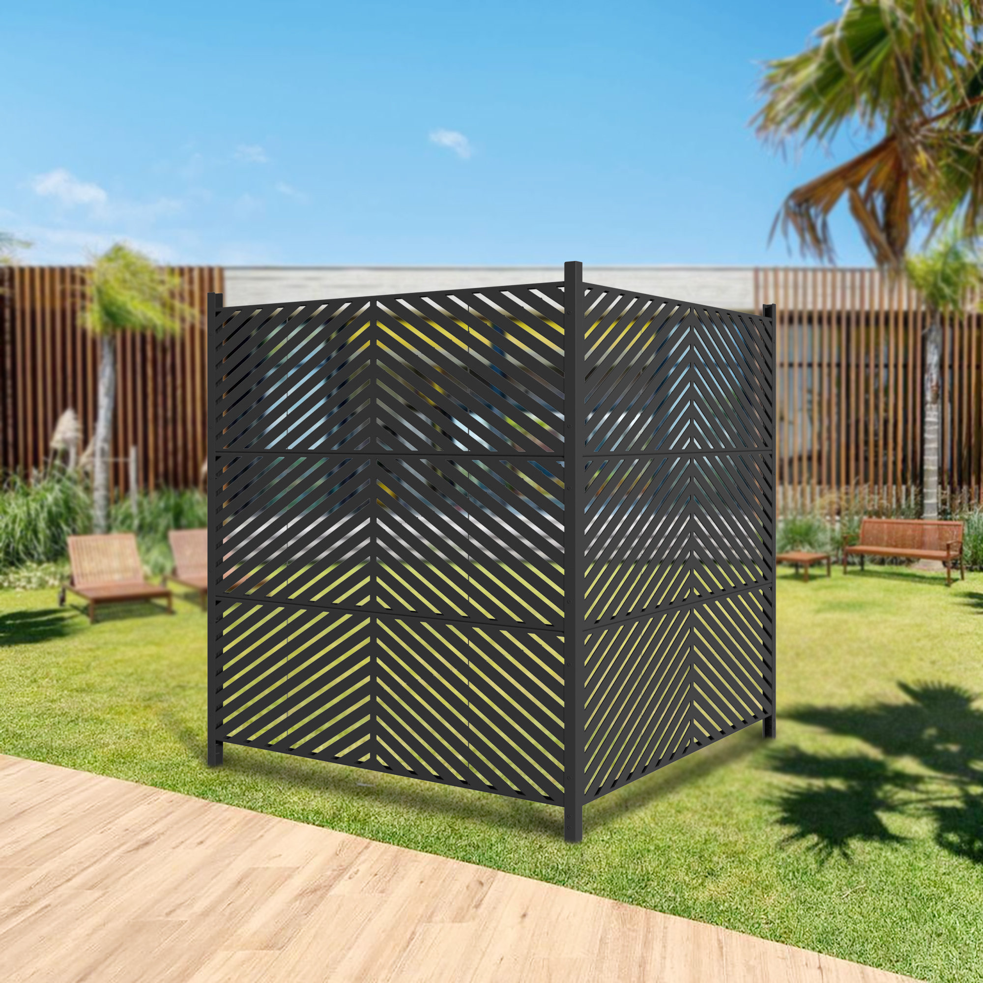 Dovelina 47"x 47" Black Outdoor Privacy Screen Fence Panels & Reviews ...
