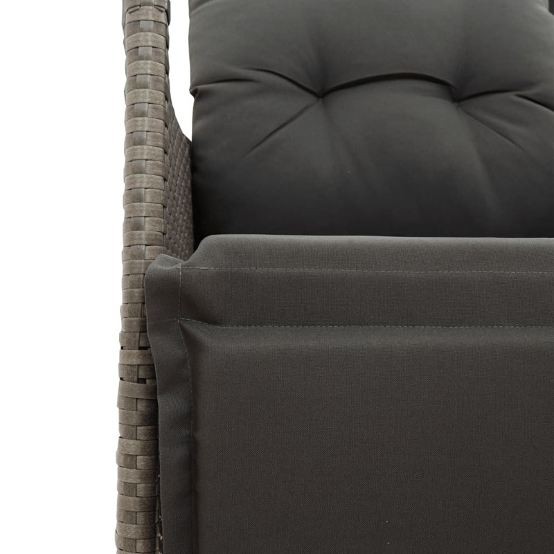 Chaise de jardin inclinable en poly rotin, Gris, Gris