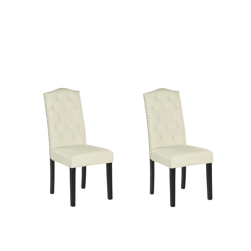 Lynnville 49cm H Tufted Polyester Blend Upholstered Side Chair, Cream