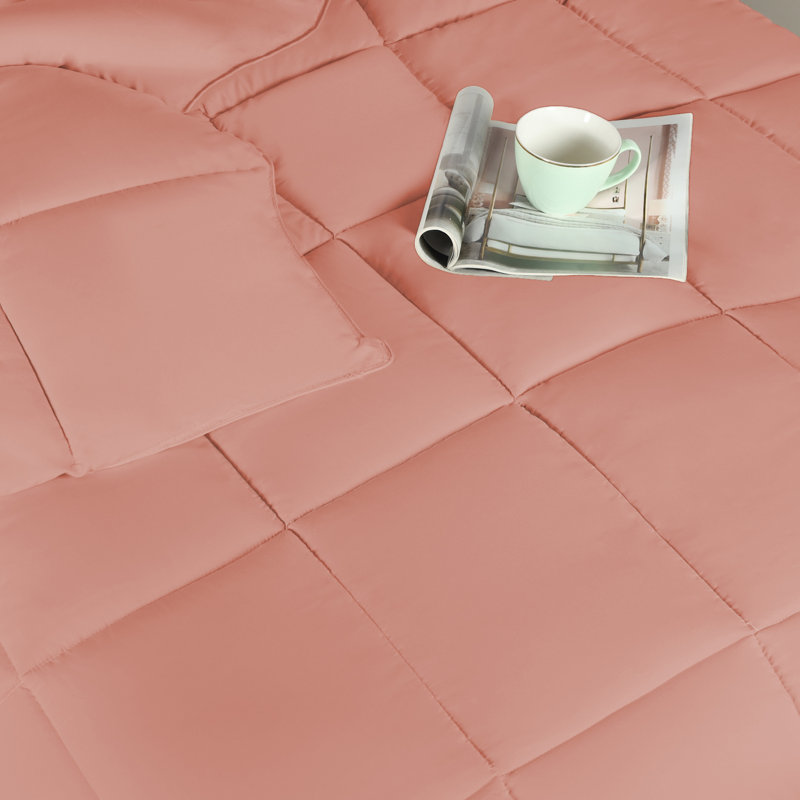 Blush Twin Reversible Microfiber Comforter with Down Alternative Fill