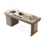 Bureau rectangulaire à 6 tiroirs en pierre grise + bois manufacturé + cuir en microfibre + acier inoxydable-795131253-795131250
