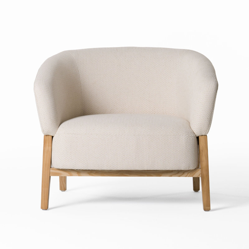 Fauteuil d'appoint 33 po Reno Gis, blanc cassé, mousse, structure en bois massif