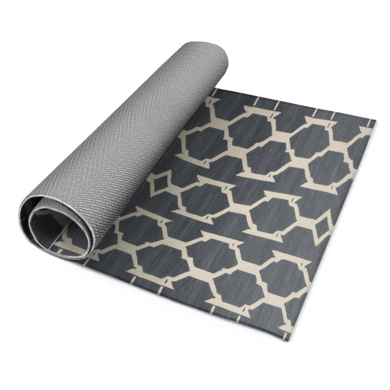 Tapis gris intérieur et extérieur Trellis, Rectangulaire 2 pi x 3 pi