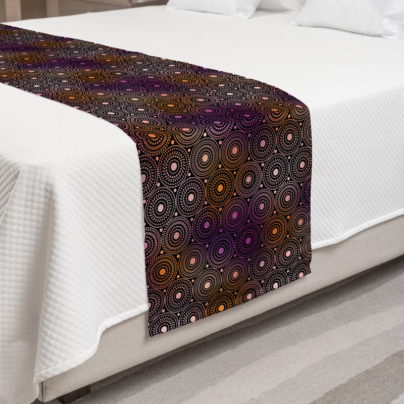 Ambesonne Geometric Bed Runner Spots with Mini Triangles Blush Fuchsia, King