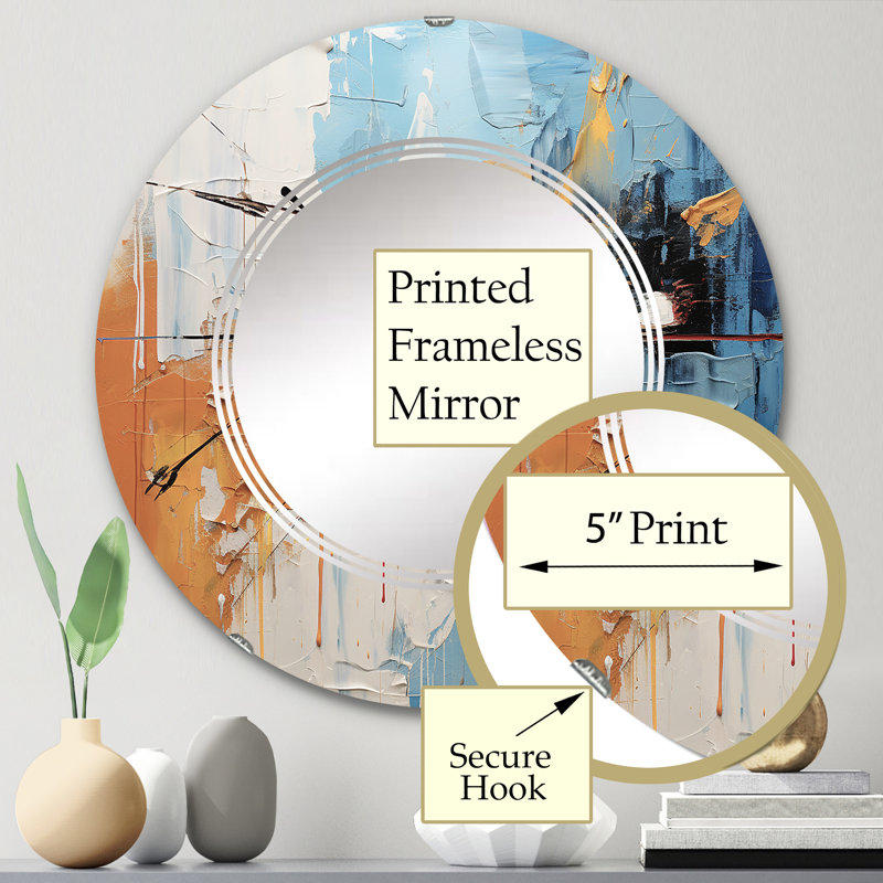 Narvi - Miroir mural moderne rond, 24 po x 24 po