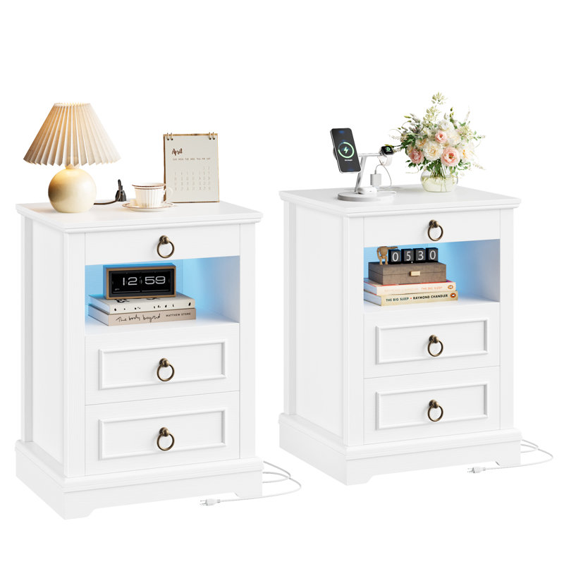 Modern 18.5"W Nightstand Set Of 2, White