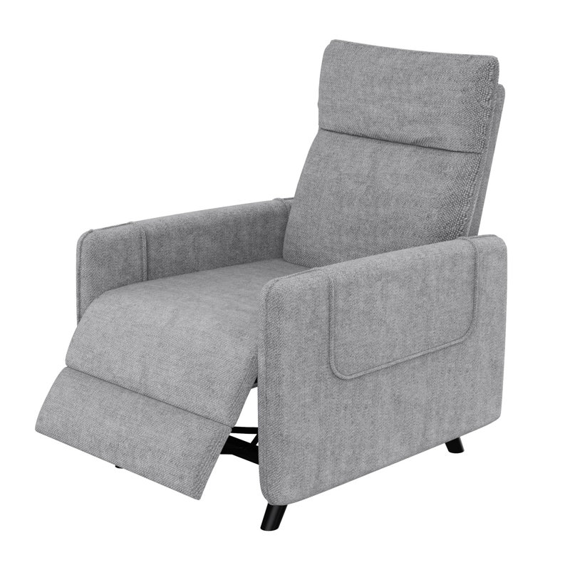 Electric 2-Point Massage Upholstered Push Back Recliner with Silent Motor, Gray
