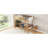 Twin Size Loft Bed With Desk, Upholstered Loft Bed Frame With Ladder, Safety Guardrails,Rubber Wooden,Teddy Fleece Fabric Headboard/Footboard,Natural