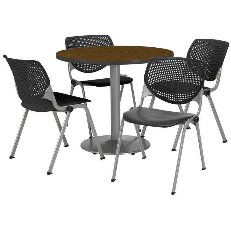 Table ronde pour salle de pause, Noir, noir, noir, noir, Noyer, L 36 po x P 36 po