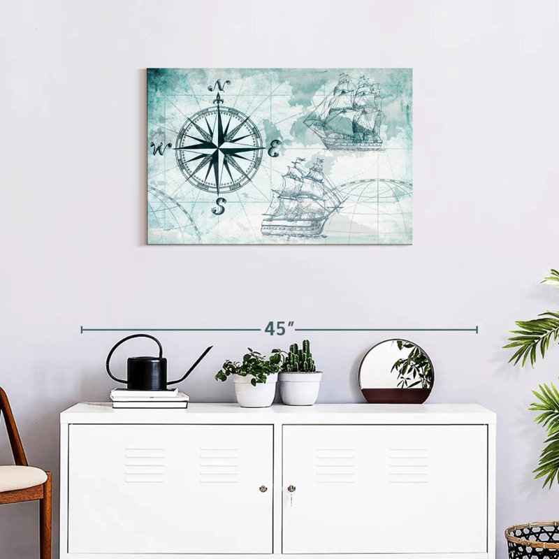 «Ocean Compass», reproduction sur toile, H 20 po x l 30 po x P 1,25 po