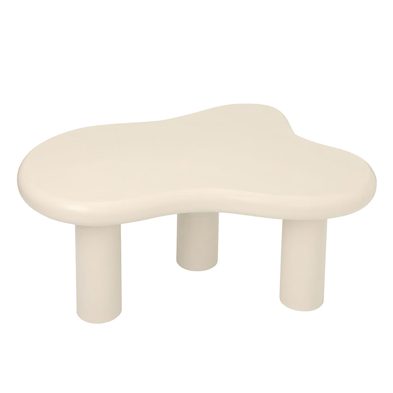 Table basse Cloud, table basse moderne en bois pour le salon, tables d'appoint avec 3 pieds, petites tables de thé pour le balcon, le patio, la chambre à coucher, blanc crème
