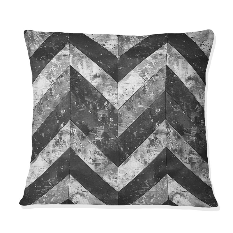 Coussin décoratif gris Modern Herringbone Flow V, H 16 po x l 16 po