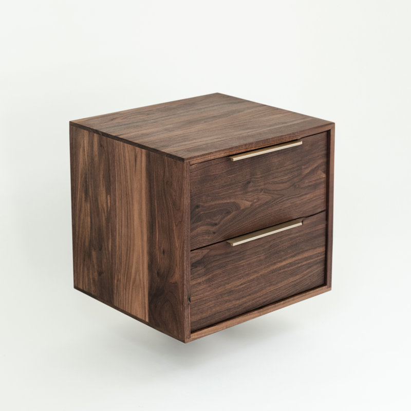 Floating walnut nightstand