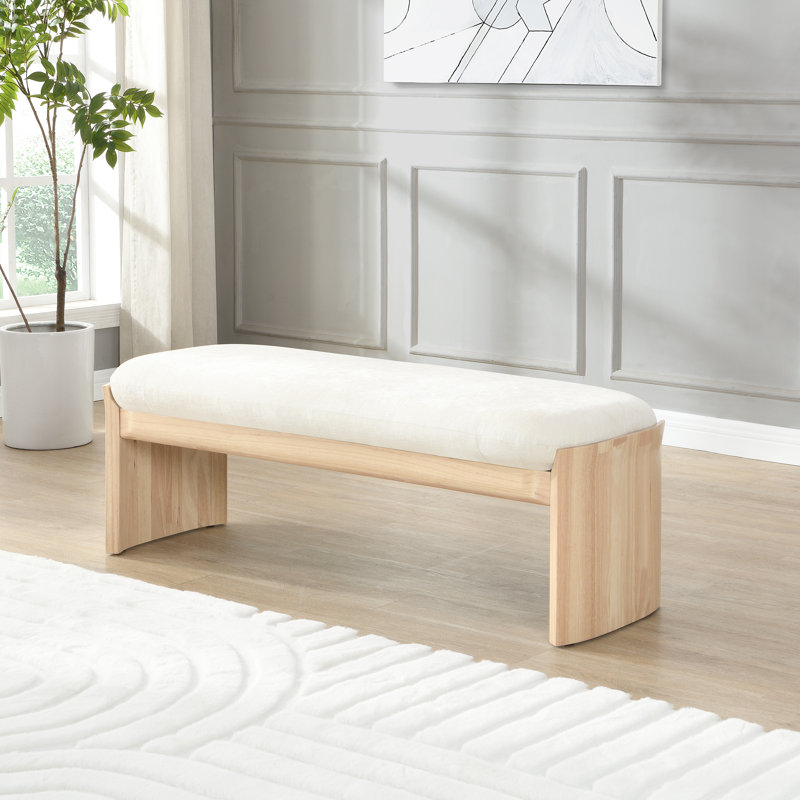 Sandy Rubberwood Bench With Soft Cushion Seat