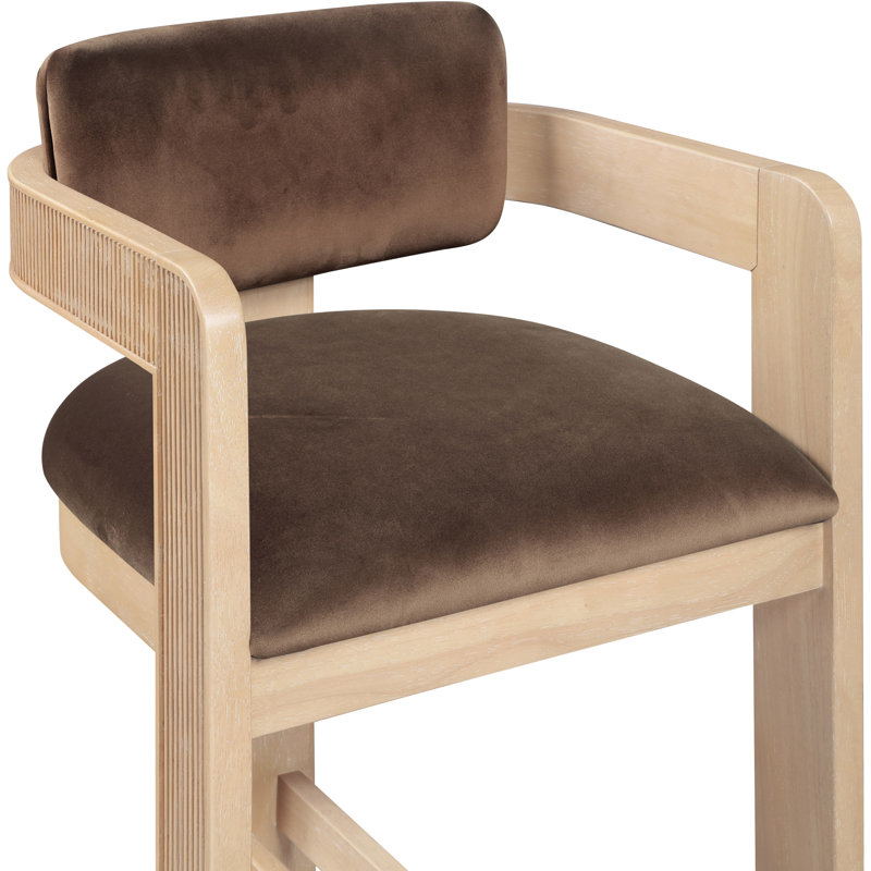 Tabouret rembourré Sacha Howley, Naturel, Brun, Velours