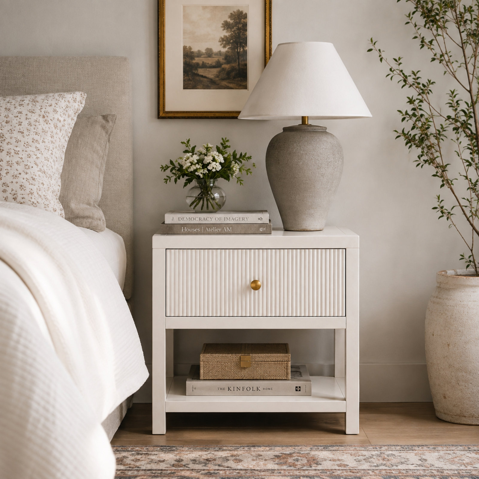 19'' W Solid Wood + MDF Nightstand