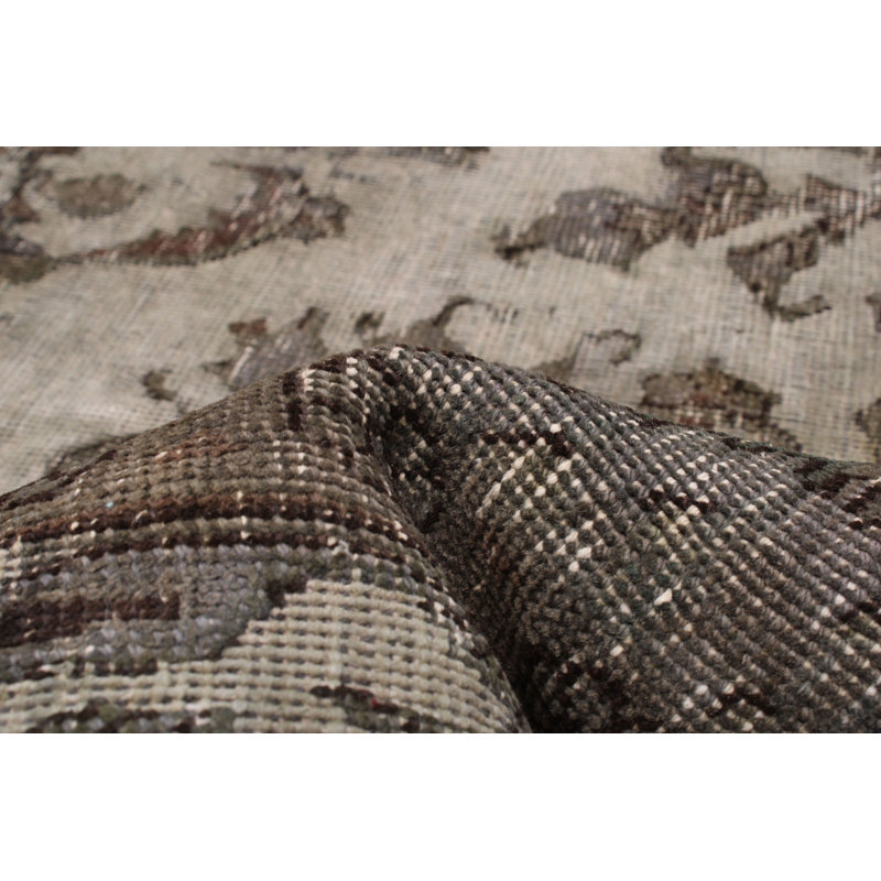 Tapis unique en laine noué à la main 7 pi 1 po x 10 pi 7 po nouvel âge Tolna en noir / kaki / taupe
