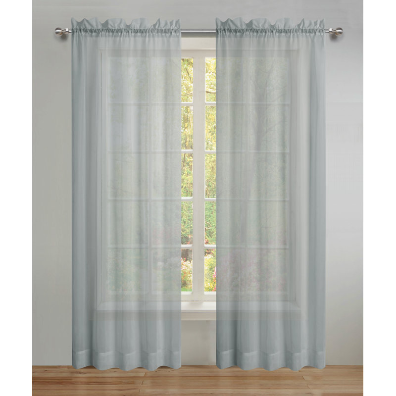 Sheer Curtain Pair, Gray, 84" L x 59" W