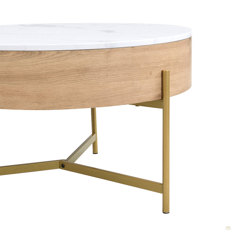 Table basse à plateau relevable moderne avec rangement et 3 repose-pieds