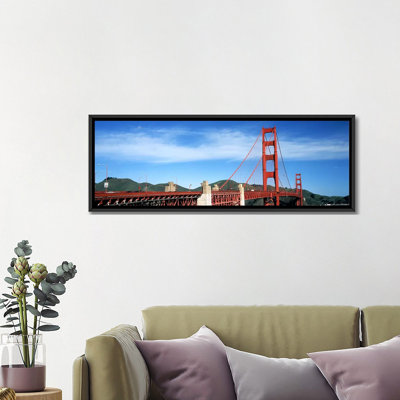 Pont de suspension panoramique à travers une baie, pont golden gate, san francisco, californie, reproduction de photo sur toile tendue