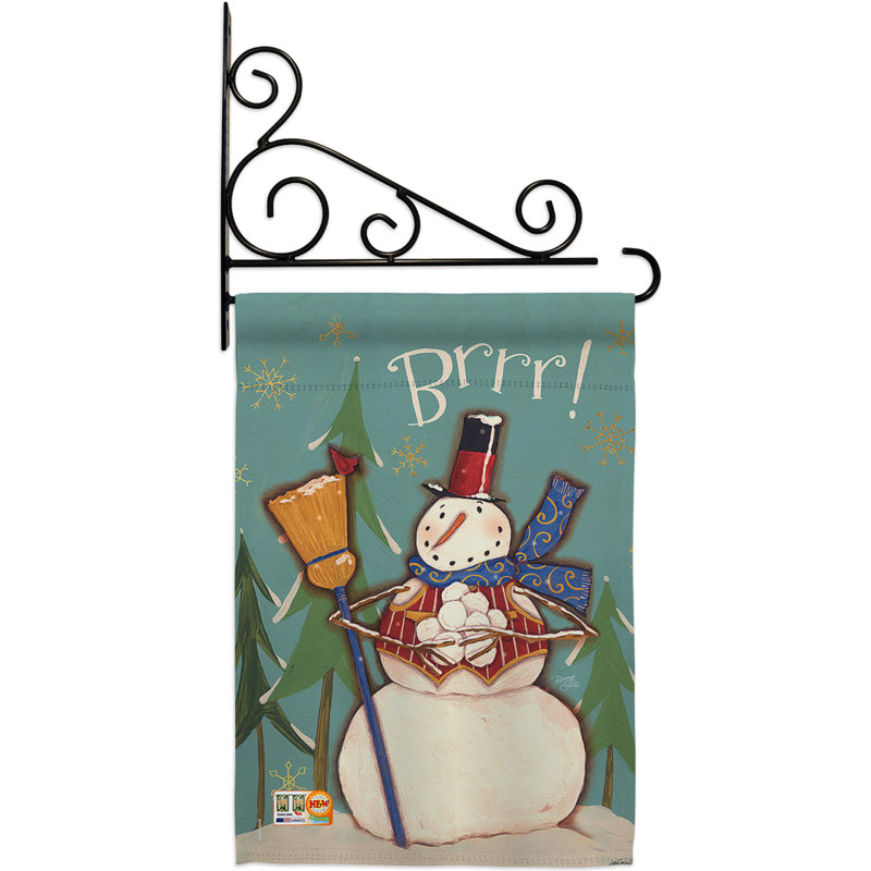 Bonhomme de neige Brrr ! polyester à 2 faces 19 x 13 po Ensemble de drapeaux