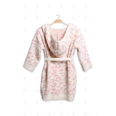 Peignoir à capuchon doux pour enfants avec ceinture à poches avant de luxe pour enfants - Beige