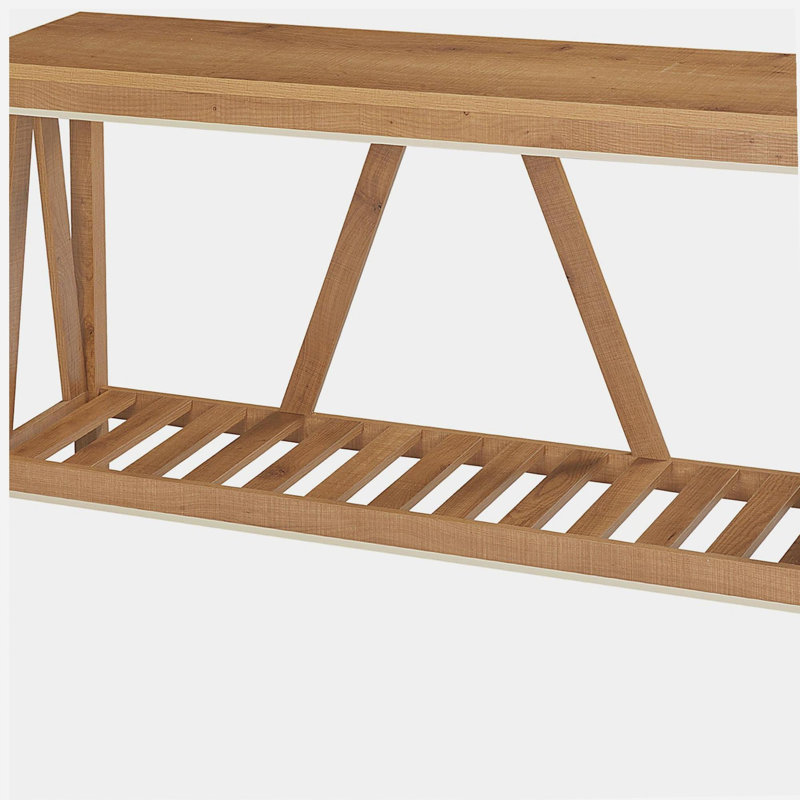 Console, table d'entrée de ferme avec tablette à lattes de rangement, canapé rustique avec anti-basculement pour le salon, couloir