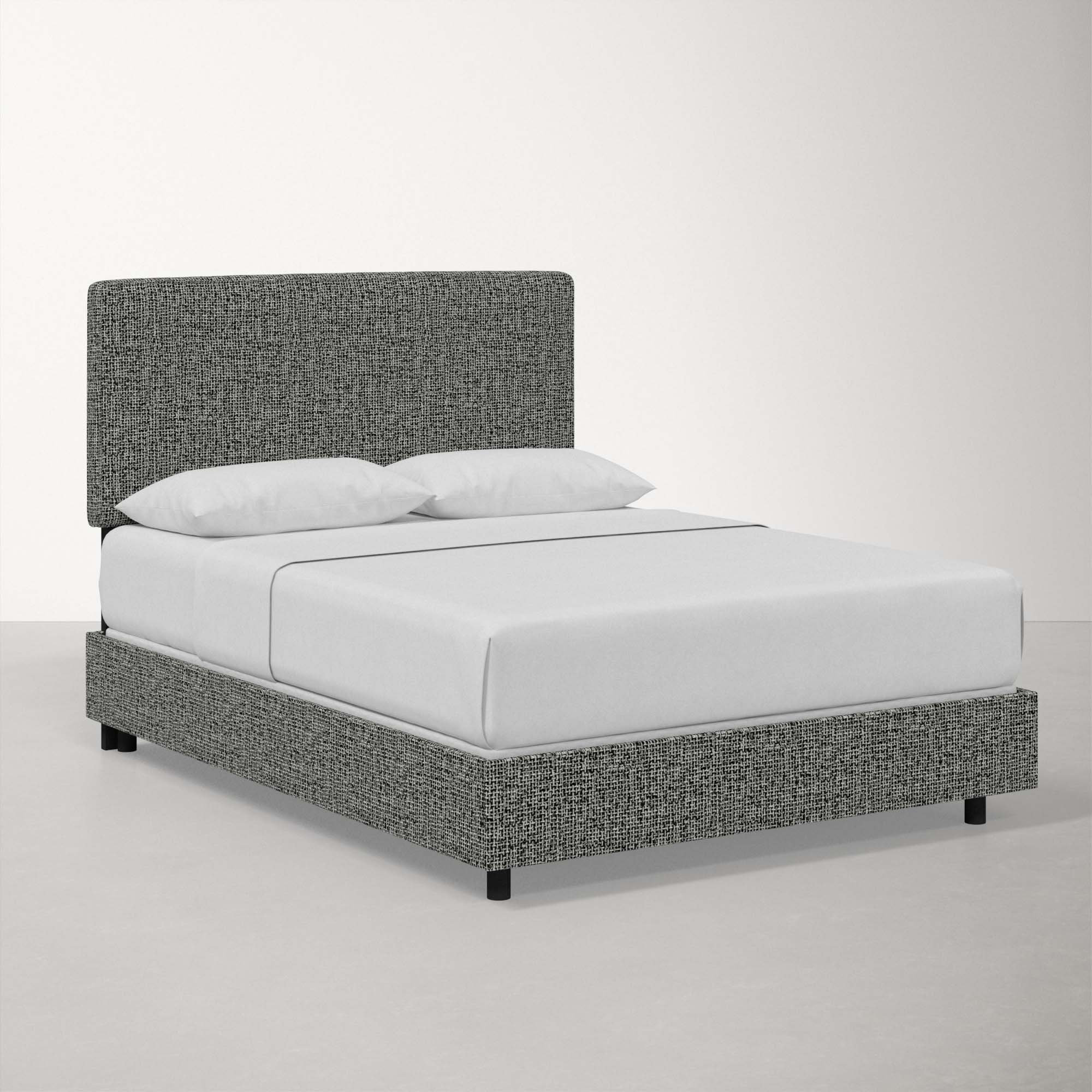 Marquise Upholstered Bed, Modern Pepper Tweed, Queen