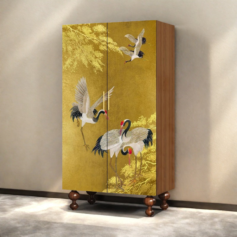 Armoire de rangement Vintage, Noyer / jaune