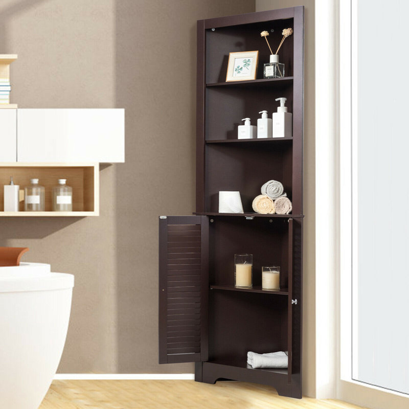 Armoire de salle de bain autoportante l 23,5 po x H 68 po x P 17,5 po Punxsutawney, Espresso